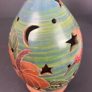 Nicaraguan Pottery Egg Shaped Candle Cover